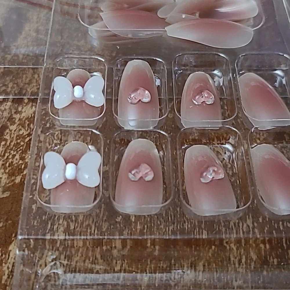 2/$16 Hearts & Bows Coffin Press On Nails